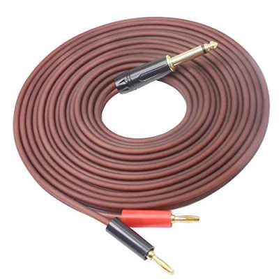 Afbeelding van 1/4 TS naar banaanstekker, 6,35 mm Phono banaanstekker luidspreker audiokabel, vergulde mannelijke dubbele banaanstekkers OFC HiFi luidsprekerdraad voor DJ toepassing, mixer,