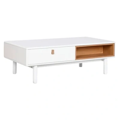 Afbeelding van Hoofdtafel Home ESPRIT Wit Natuurlijk Polyurethaan Hout MDF 120 x 60 40 cm