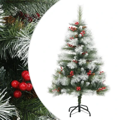 Afbeelding van Kunstkerstboom met scharnieren dennenappels en bessen 150 cm