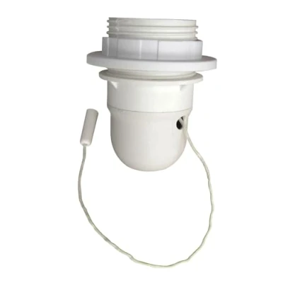 Afbeelding van Tibelec 823010 lamphouder met schroefdraad, trekschakelaar en ring, E27, wit