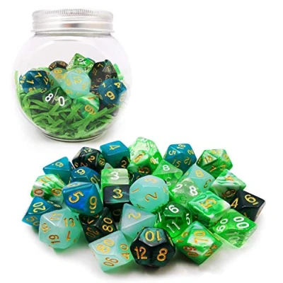 Afbeelding van Bescon Dice 35 stuks polyedrische RPG Emeralds Set, DND Rollenspel Green Sets 5x7