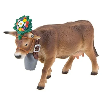 Afbeelding van Bullyland 62615 speelfiguur Alpenkoh Darina met hoofdtooi, ca. 13,3 cm grote dierenfiguur, detailgetrouw, PVC vrij, ideaal als klein cadeau voor kinderen vanaf 3 jaar