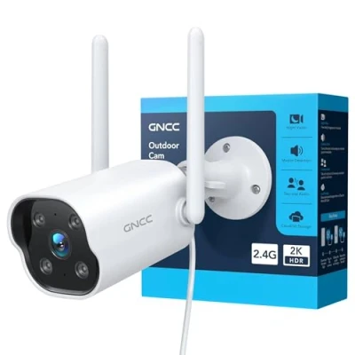 Afbeelding van GNCC Beveiligingscamera Buiten 2K Bewakingscamera WiFi Camera Beveiliging, Nachtzicht, 24/7 Opname, Bewegingssensor, Tweerichtingsaudio, IP65 Waterdicht, Recorder, Lokale/Cloud Opslag, 2.4G, GT1Pro