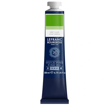 Afbeelding van Lefranc Bourgeois 301835 Fijne olieverf van uitstekende kwaliteit, lichtecht met een gelijkmatige consistentie, tube 200 ml, ideaal voor spieraammen, canvas, schilderbord Licht groen