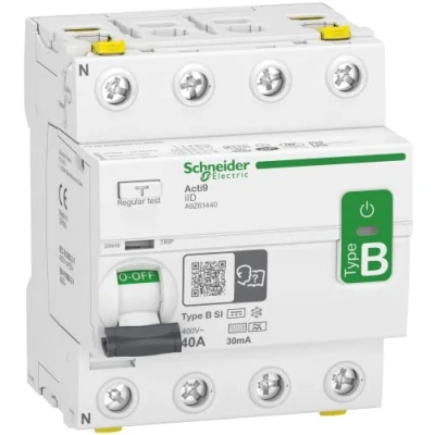 Afbeelding van Schneider electric acti 9 aardlekschakelaar 4 polig 40a 30ma onmiddelijk type b si a9z61440