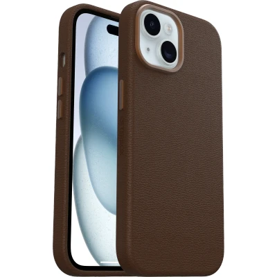 Afbeelding van OtterBox Symmetry cactus leren hoesje geschikt voor de Apple iPhone 15 (bruin)