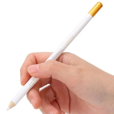 Afbeelding van Kappersstift, baardstiftvuller, tondeuse tracer grooming potlood barber benodigdheden, tracing tool/gids voor baard, haaraanzet, puntige baard styling en baardvorming, wit
