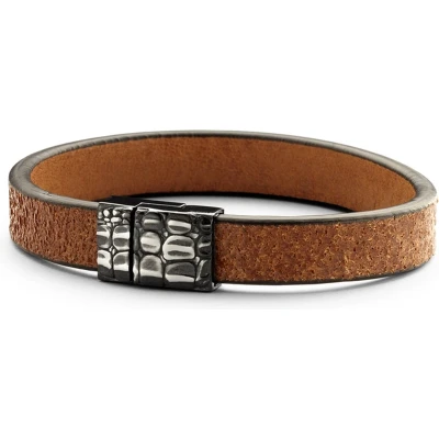 Afbeelding van Frank 1967 7FB 0278L Armband staal/leder bruin Large 21 cm