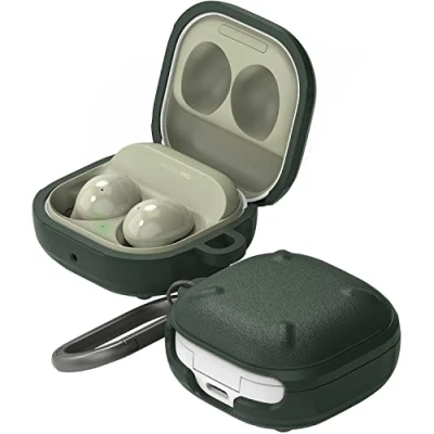 Afbeelding van Ringke Onyx Compatibel met Samsung Galaxy Buds FE (2023) / Buds2 Pro 2 Pro/Live Case, Hoesje karabijnhaak Dark Green