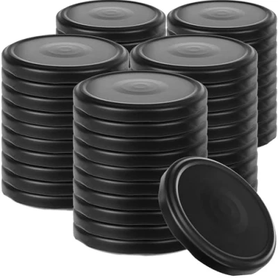 Afbeelding van KADAX Schroefdeksel met diameter van 82 mm, metalen twist off deksel, reservedeksel voor inmaakpotten en weckpotten, deksel 6 inkepingen (mat zwart, 50 stuks)
