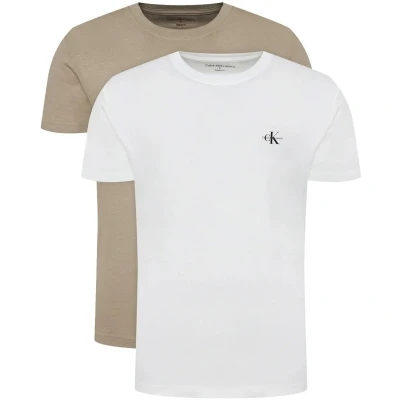 Afbeelding van Calvin Klein Jeans Monologo 2 PACK Tshirt basic, Heren, Maat: Medium, Bright white/aluminum