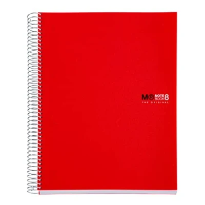Afbeelding van Mr Basicos 42002 Quaderno notitieblok, randen in 8 kleuren, formaat A4, 200 pagina&#039;s, geruit, polypropyleen, kleur: rood