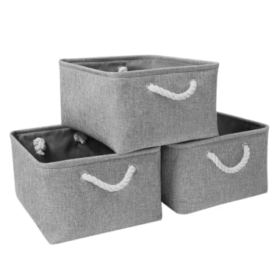 Afbeelding van Mangata opvouwbare opbergdozen, open opbergmanden voor planken, 3 pak (grijs, medium)