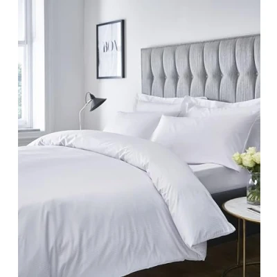 Afbeelding van Catherine Lansfield Hoogwaardig, gestreept satijnen laken, wit, single quilt