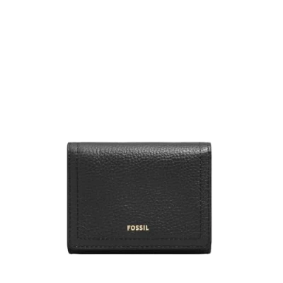 Afbeelding van Fossil Dames Logan Tri Fold Wallet, zwart, Small