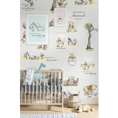 Afbeelding van Komar Vliesbehang Winnie de Poeh Strepen 200x280 cm (breedte x hoogte)