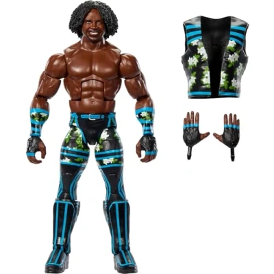 Afbeelding van Mattel WWE Elite actiefiguur en accessoires, 6 inch verzamelobject Xavier Woods met 25 scharnierpunten, levensechte look verwisselbare handen