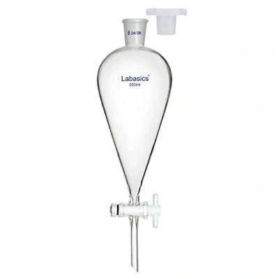 Afbeelding van Labasics Borosilicaatglas 500 ml Zware wand kegelvormige Scheidingstrechter met 24/29 Gewrichten en PTFE Stopcock