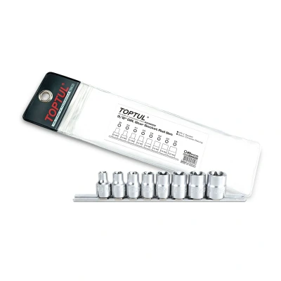 Afbeelding van TORX dopsleutelset TOPTUL 3/8 8 stuks (E8,E10,E11,E12,E14,E16,E18,E20)