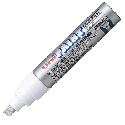 Afbeelding van Uniball Uni Gekleurde Brede (4 8,5 mm) Px 30 Zilveren Olieverf Marker Pen Metaal Glas Hout Plastic Steen Outdoor Beitel Penpunt (Pack van 1), Unipx 30_Silver_1_D