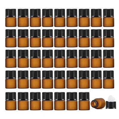 Afbeelding van Enslz 50 stuks lege amberkleurige glazen flessen voor etherische oliën, Bruin, stuks, 1ml