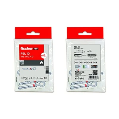 Afbeelding van fischer Pluggen van metaal, uitbreidingspluggen, betondpluggen, wand, zak 4 stuks FSL M8x60