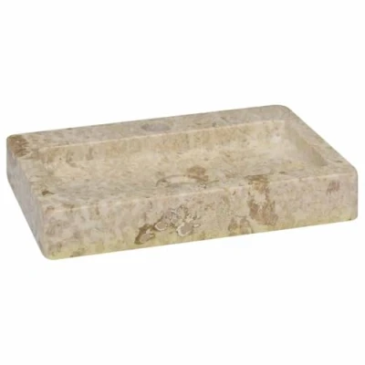 Afbeelding van vidaXL Wastafel wandgemonteerd 38x24x6,5 cm marmer crèmekleurig