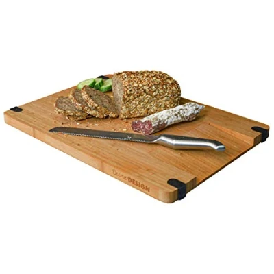 Afbeelding van Massief Houten Snijplank met Uitloop 44x30x2cm Anti slip Bamboe Keukenplank XL Dulcimer