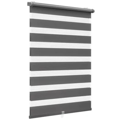 Afbeelding van Sekey dubbel rolgordijn klembevestiging, zonder boren voor ramen, rolgordijn, 50 cm breed, duo jaloezie, zonwering, x 150 cm, donkergrijs