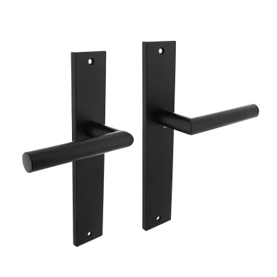 Afbeelding van Deurklink Bastian op schild 245x45 mm blind mat zwart