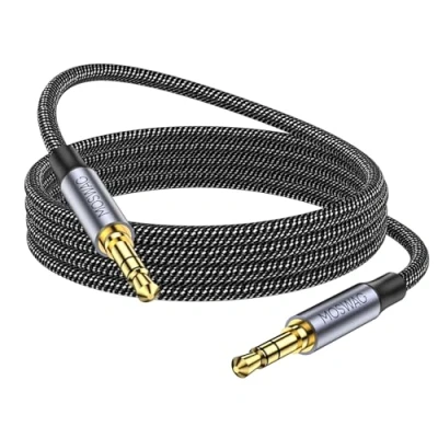 Afbeelding van MOSWAG 3,5 mm mannelijk naar aux kabel 2 m audio aansluiting gevlochten nylon hulpkabel stereostekkerkabel voor telefoons, hoofdtelefoons