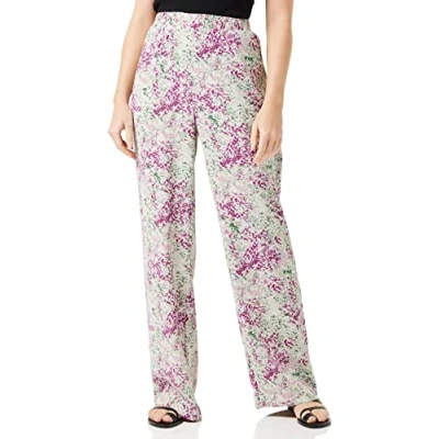 Afbeelding van Peppercorn High Waist Wide Leg Broek Marva Met All Over Print Mintgroen/paars Maat L