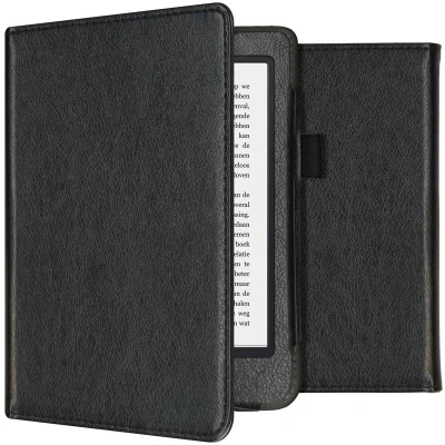 Afbeelding van Kobo Clara 2E Hoes: iMoshion Vegan Leather Bookcase Zwart Kunstleder E Reader Hoezen