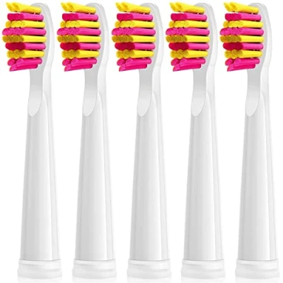 Afbeelding van Reserveborstels 5 stuks, geschikt voor Fairywill D7/D8/FW507/FW508/FW551/FW2011/FW917/FW959/FW515/seago SG E9 elektrische tandenborstel, zachte borstelkop, roze borstelkop