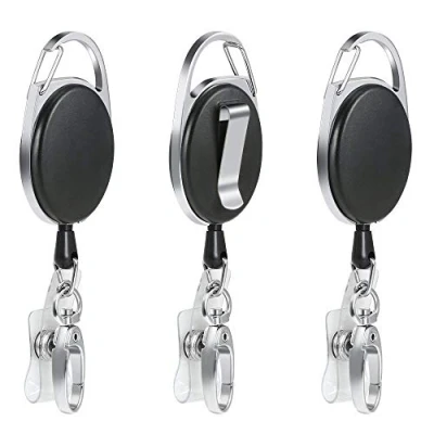 Afbeelding van Vicloon Badge Reel, 3 Stuks Reel Clips Intrekbare Houder Met Sleutel Riem Voor Sleutelhanger Id kaart