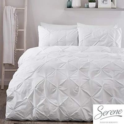 Afbeelding van Serene Lara Ruched Easy Care Dekbedovertrek Set, Wit, Eenpersoons
