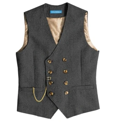 Afbeelding van Solovedress Herenvest, vintage, wol, regular fit, vest, voor bruiloft, groomsmen, grijs, L