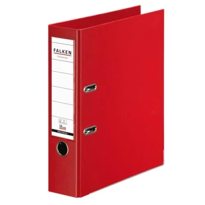 Afbeelding van Origineel Falken 10 stuks Chromocolor Premium Ordners. Made in Germany. kunststof kaft buiten en binnen 8 cm breed DIN A4 rood ringband dossiermap briefmap kantoormap map