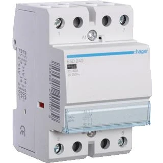 Afbeelding van Hager magneetschakelaar ac esd 2no 40 1 400v 25 3 kw u spoel 24v 50hz 60hz esd240