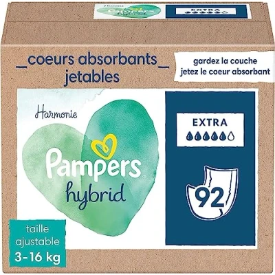 Afbeelding van Pampers Harmonie Hybrid Wegwerpbare Toplagen Extra Absorberend 92 stuks