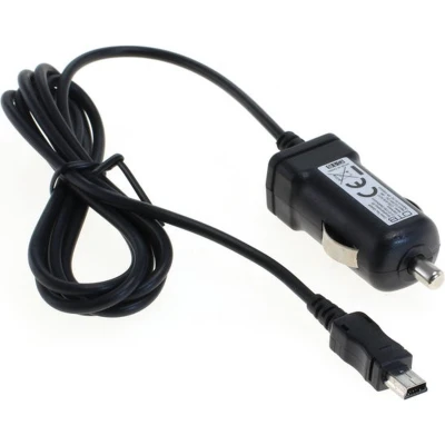 Afbeelding van USB Mini B autolader met vaste kabel 1A / zwart 1,1 meter