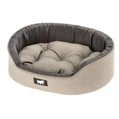 Afbeelding van Ferplast Hondenbed Dandy uitneembaar, wasbaar kussen, katoenen hoes met zachte vulling, ook ideaal als kattenbed, 55 x 41 h 15 cm, bruin