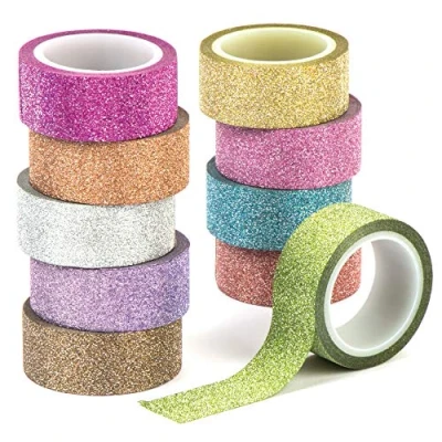 Afbeelding van Baker Ross glittertape, creatief knutselmateriaal voor kinderen kerstknutselwerk en decoraties (10 stuks)