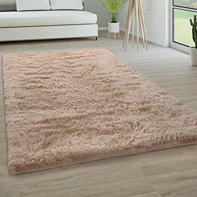 Afbeelding van Tapijt Hoogpolig Vloerkleed Woonkamer Vacht Imitatiebont Shaggy Wollig Eenkleurig, Maat:200x290 cm, Kleur:Beige