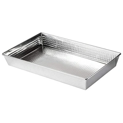 Afbeelding van KADAX Vierkante bakvorm van verzinkt staal met antiaanbaklaag, rechthoekige taartvorm, voor cake, cheesecake, brownie, bakvorm, warmteverdeling, onderhoudsvriendelijk, zilver (40 x 25,5 5,5 cm)