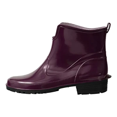 Afbeelding van Ladeheid LA LMG 930 Elke Dames Regenlaarzen Rubber Enkelhoogte PVC Waterdicht Wijnrood/zwart 37