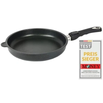 Afbeelding van AMT Gastroguss Koekenpan 28 cm Ø, 5 hoog, stevige steel, geschikt voor inductie, Lotan® antiaanbaklaag, gietijzeren pan (gegoten aluminium), AMZN I 528