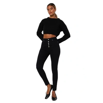 Afbeelding van Trendyol Niet Verblekende Zwarte Skinny Jeans Met Hoge Taille En Knopen Aan De Voorkant Twoaw24Je00090