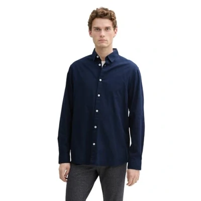 Afbeelding van TOM Tailor Chambray Slubyarn Overhemd, Heren, Maat: Large, Sky captain blue