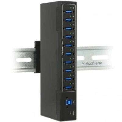 Afbeelding van Delock Externe Industriële Hub 10 x USB 3.0 Type A met 20 kV ESD besc